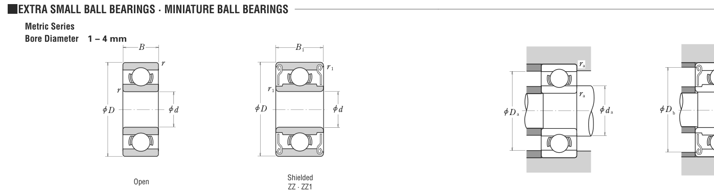 MR104B NSK Ball bearing catalogue drawing