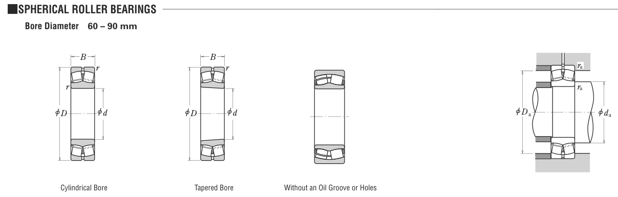 21314EAE4 NSK Spherical Roller bearing catalogue drawing