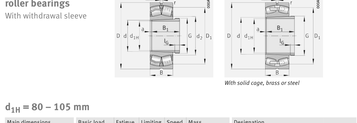 24122-BE-XL-K30 FAG Spherical Roller bearing catalogue drawing