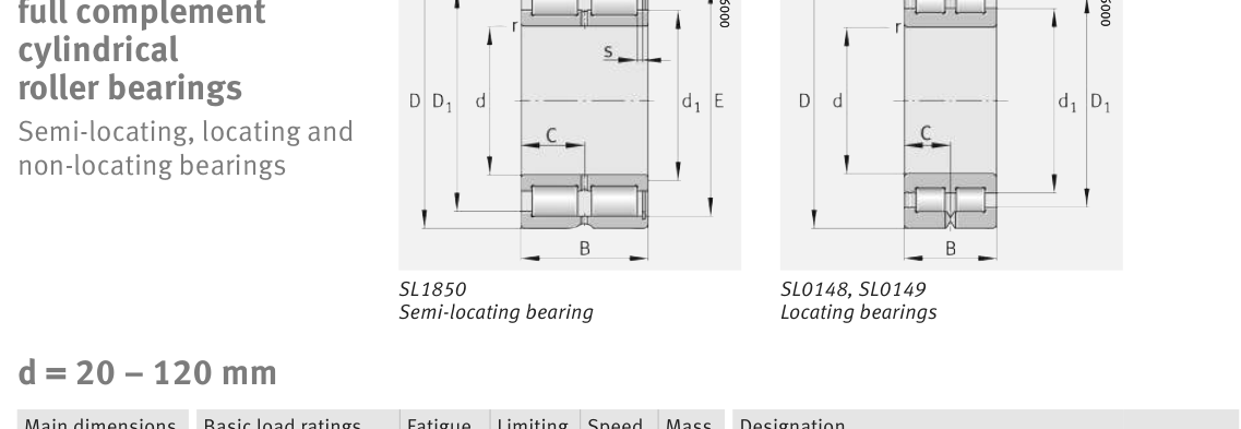 SL024924 FAG Cylindrical Roller bearing catalogue drawing