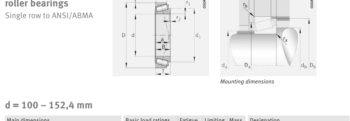 K107060-107105 FAG Tapered Roller bearing catalogue drawing