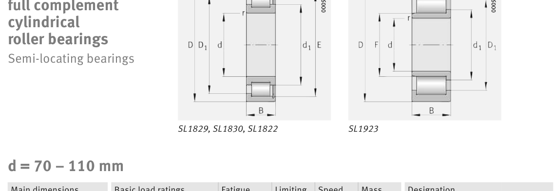 SL192318-TB-XL FAG Cylindrical Roller bearing catalogue drawing