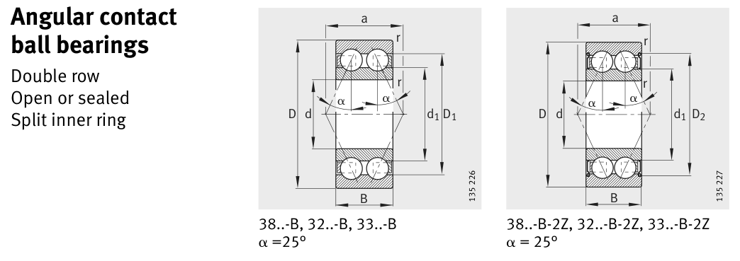 3309-DA FAG Precision / Angular Contact bearing catalogue drawing