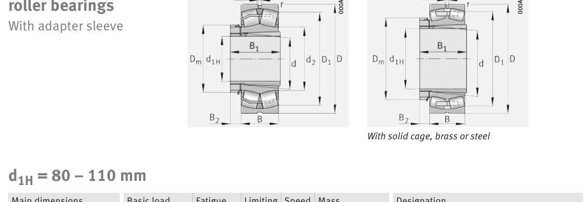 23120-E1A-XL-K-M FAG Spherical Roller bearing catalogue drawing