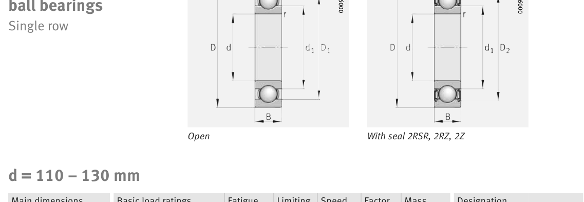 6322 FAG Ball bearing catalogue drawing