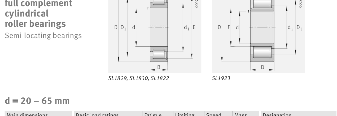 SL182205-XL FAG Cylindrical Roller bearing catalogue drawing