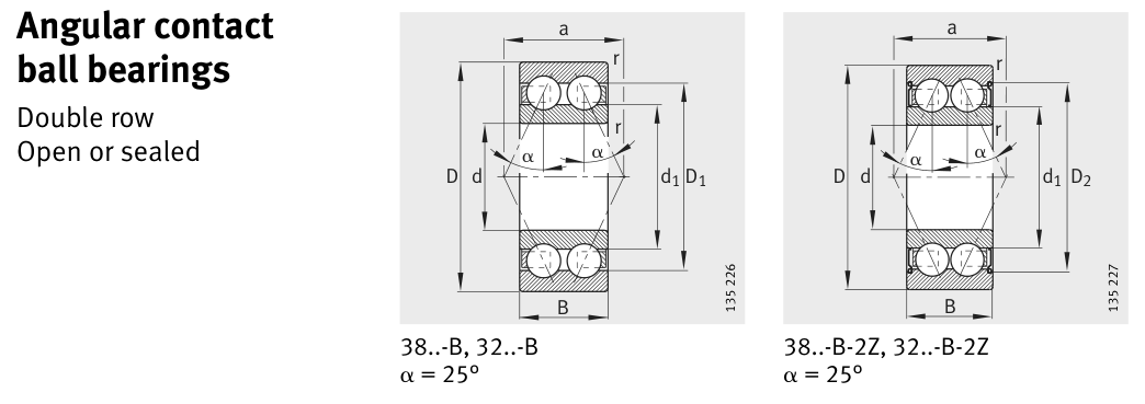 3217 FAG Precision / Angular Contact bearing catalogue drawing