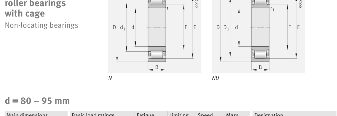 N316-E-XL-TVP2 FAG Cylindrical Roller bearing catalogue drawing