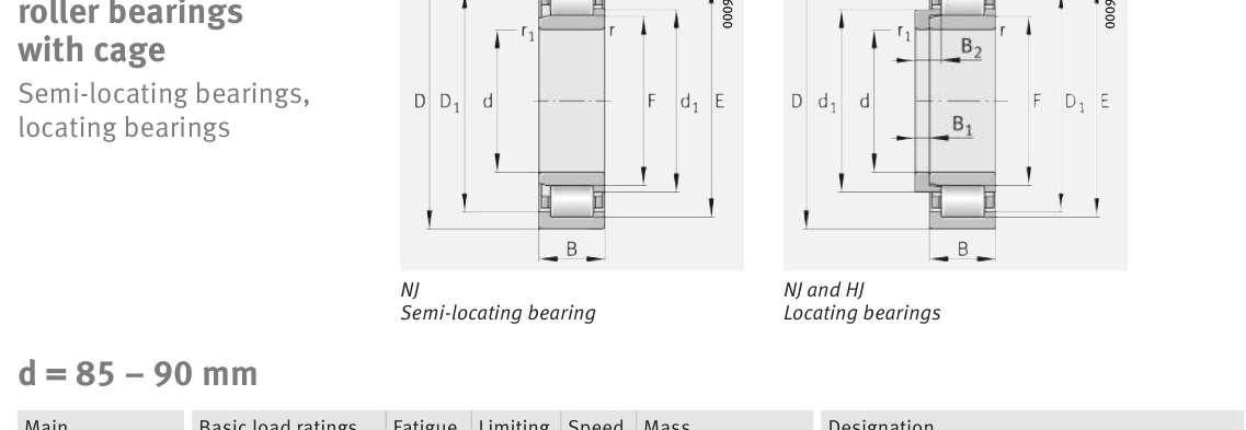 NJ218-E-XL-TVP2 FAG Cylindrical Roller bearing catalogue drawing