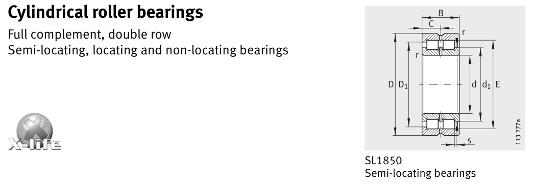 SL185004 FAG Cylindrical Roller bearing catalogue drawing