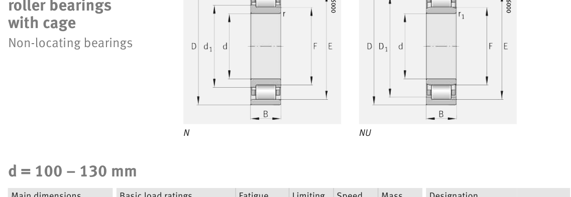 N224-E-XL-TVP2 FAG Cylindrical Roller bearing catalogue drawing