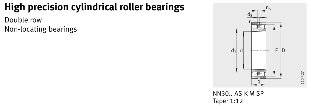 NN30/500-AS-K-M-SP FAG Cylindrical Roller bearing catalogue drawing
