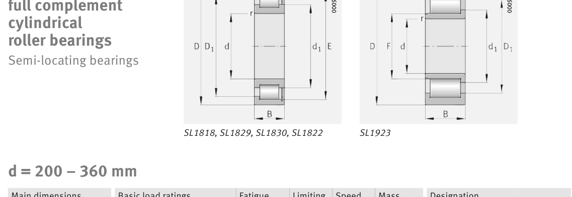 SL181840 FAG Cylindrical Roller bearing catalogue drawing