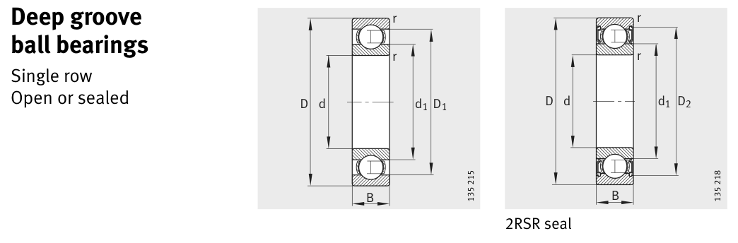634 FAG Ball bearing catalogue drawing