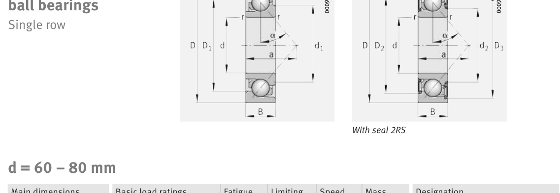 7214-B-XL-2RS-TVP FAG Precision / Angular Contact bearing catalogue drawing
