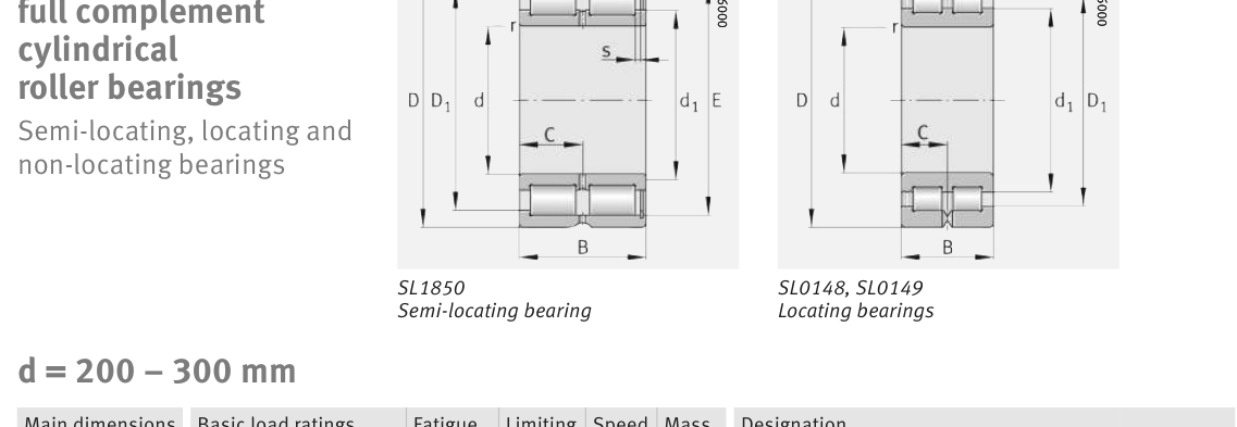 SL024952 FAG Cylindrical Roller bearing catalogue drawing