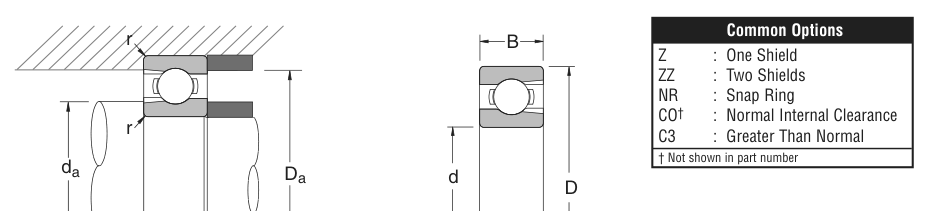 BL313 NSK Ball bearing catalogue drawing