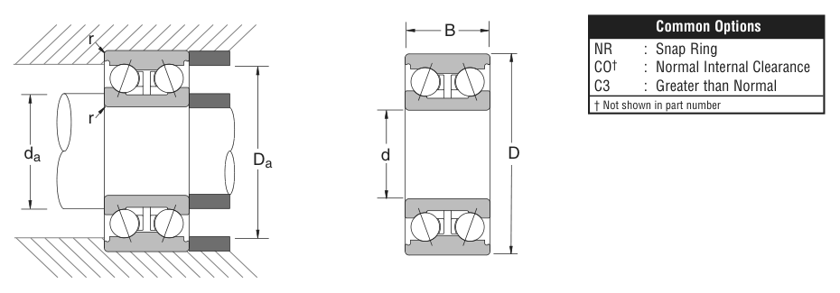 3200J NSK Ball bearing catalogue drawing