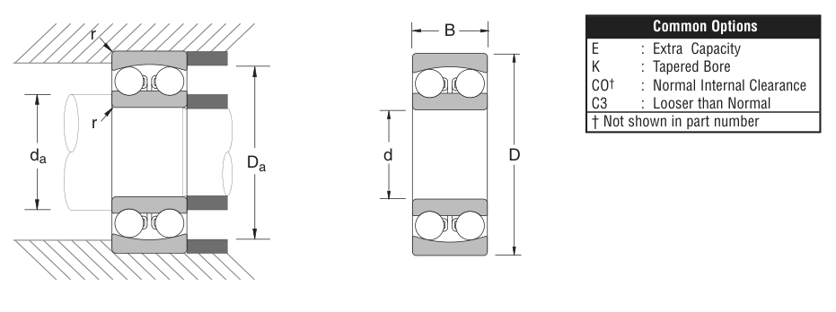 1306 NSK Ball bearing catalogue drawing
