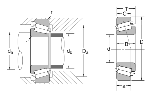 HR30204J NSK Tapered Roller bearing catalogue drawing