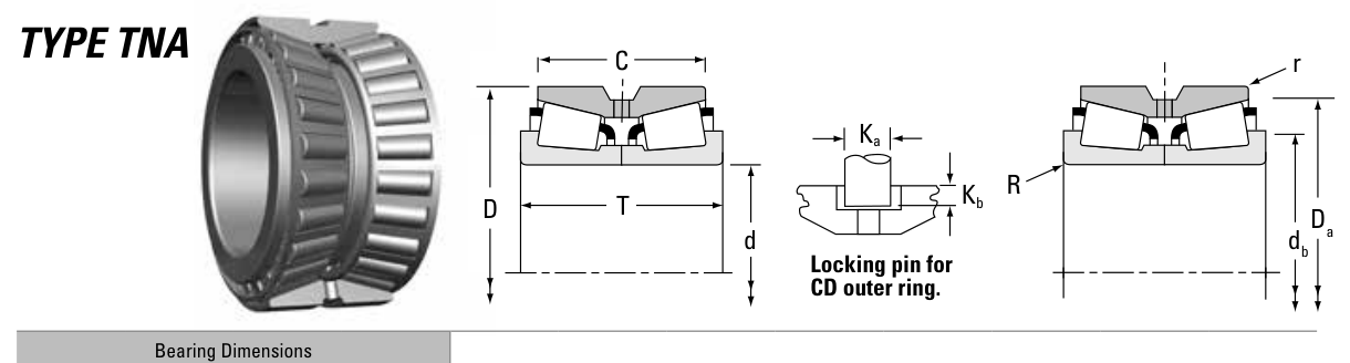 NA495A/493D Timken Tapered Roller bearing catalogue drawing